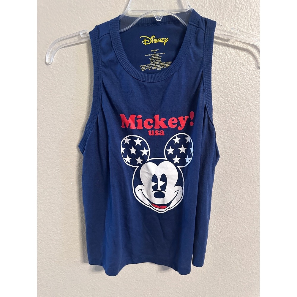 Disney Mickey Mouse USA Patriotic Tank Top Sleeveless Graphic Tee S